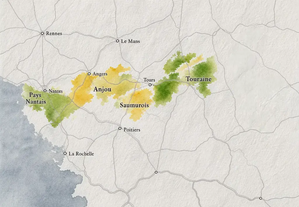 Carte des vins blancs de Loire