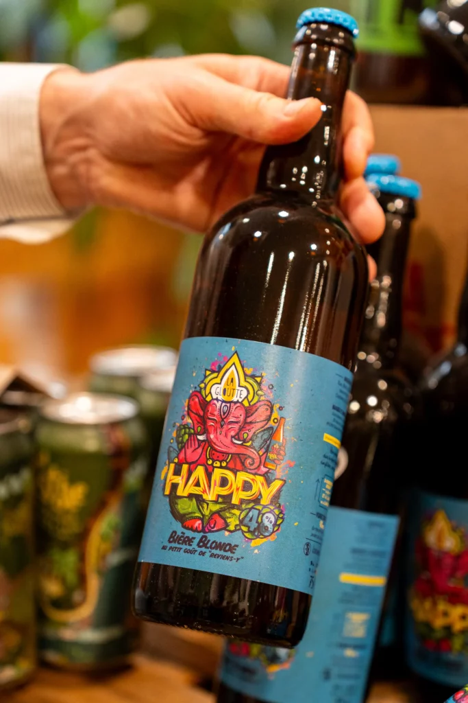 Bière commercialisée à la cave de la Madeleine à Angers. 