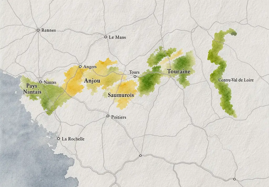 Carte des vins blancs de la Loire